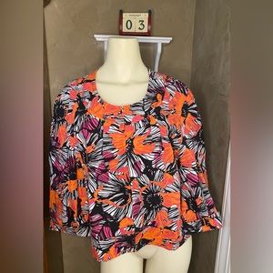 Josephine Linen Blend Floral Blazer in Colors Orange, Pink, Black, and White 16